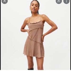 Festival abstract Y2K Mesh slip dress UO small raw hem Ruffle Dress *2 for 20*